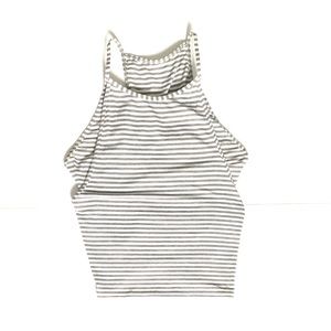 Lululemon Striped Halter Crop Top Crossover Back